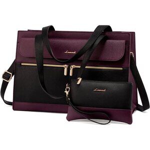 ✨Women Purpel 15.6 Inch Tote Leather Handbag Shoulder Capacity Crossbody Purse
